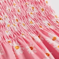 Amiliee Toddler Djevojka Djevojka slatka haljina za suspenziju cvjetni ispisani rub od trake za čipke
