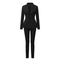 Žene Outfits Solid Boja dugih rukava i tajica odijelo Slim Fit Jacket odijelo sa zamoćima od zastoja