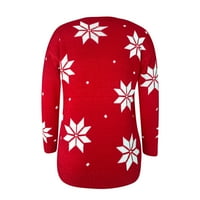 Ženski džemperi plus veličina pulover čišćenje Ženska moda O-izrez Božićni tisak udoban dugi rukav labav