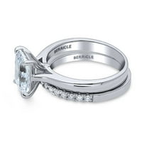 Sterling Srebrni pasijan za vjenčani prstenovi za venčanje 2. Carat smaragdni rez kubični cirkonijski CZ prsten za žene, rodijumske veličine 7