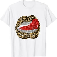 Žene smiješne leopardske usne poljupcu Leopard Print usta poklon majica bijeli tee