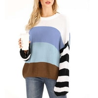 Lovskoo ženski posadski vrat pulover pulover dugih rukava na dugim rukavima okrugli vrat Boja podudaranja