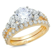 3. CT okrugli rezan originalni kultivirani dijamant si1-si J-k 18k žuti bijeli zlatni angažman vjenčani mladenka dizajnerski prsten bw set w kristalno bočno kamenje veličine 6