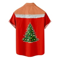 Honeeladyy Men Casual Button Plaža Božićno print Ormar za kratki rukav košulju za bluze za bluze za