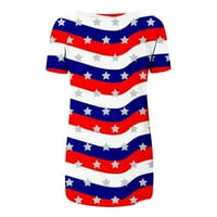 Yyeselk 4. srpnja Košulje za žene Ležerne prilike kratkih rukava Ugodne bluze Trendy American Flag Ispiši