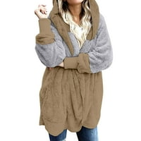 Youmylove ženske ležerne nejasne otvorene spajanje s kapuljačom draped s džepovima kardigan kaput ženski