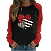Ženske košulje za Valentine Trendy Love Heart Print Majica Dugi rukav Ležerne prilike Crewneck Dressing