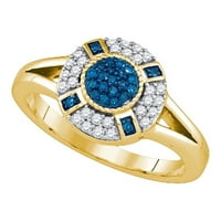 10k žuto zlato okruglo plavo dijamantski krug Klaster prsten CTTW