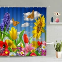 Tulipani cvjetni tuš za tuširanje Cvijeće leptir kupaonica Vodootporna zidna viseća zavjese Pribor Ekran kućni dekor