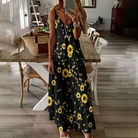 CLlios ženska ljetna haljina ispis sunčeva bez rukava linijska haljina CREW CREW CREE Slatka haljina