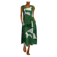 Haljine Wozhidaoke za žene plus veličine Ispis dnevno bez rukava Vintage Bohemian O izrez Dress Plus