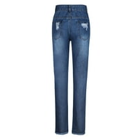 Majčin dan poklon odjeće, Axxd Solid Pokets Slim-Fit Skinny Denim Ripped Jeans Hlače Žena Cargo Hlače