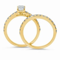 1. CT smaragdni rez originalni kultivirani dijamant si1-si i-j 14k žuti zlatni angažman vjenčanja mladenka dizajner dizajner prsten bw set veličine 7.5