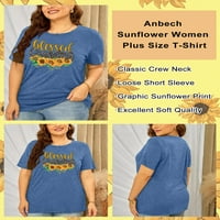 Majice blagoslovljene bake plus veličine za žene grafički suncokret print prevelike majice kratkih rukava