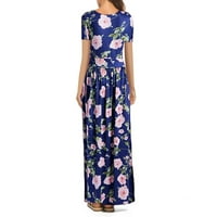 Miayilima mini haljine za žene casual udobne labave džep cvjetne tiskane V-izrez kratki rukav haljina
