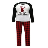 Canrulo Usklađivanje obiteljske božićne pidžame, dugi rukav jeleni raglan vrhovi + plažene hlače postavljene
