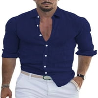 Muškarci dugih rukava s dugim rukavima dolje majice Slim Fit majica Plaža Majica Navy Blue 2xl