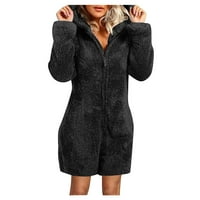 Ženski kombinezon s dugim rukavima Pajamas casual zimske tople rompe spavaće odjeće crna m