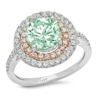 2.47ct okrugli rez zeleni simulirani dijamant 18k bijeli ružin zlato graviranje godišnjice Angažovanje