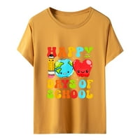 Lovskoo Ljetni vrhovi za žene Trendi bluze s kratkim rukavima cvjetni ispisani sretan 100. dan školske