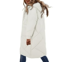 Jakna za ulaz za žene zimske plus veličine dugi puffer kaput topla jakna s haubom bež xxl