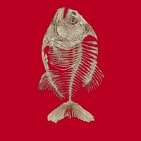 Bony Piranha Muške crvene heather grafički tee - Dizajn ljudi L