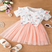 Allshope djeca dječje djevojke haljine slatko ljetno casual cvjetno print kratkih rukava mrežaste haljine