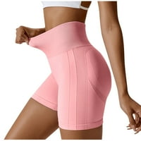 Ženske seksi kratke hlače visoki struk obrezane sportove čvrste boje uska šorc za žene ružičaste l