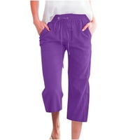 Ženske ženske pantalone modne žene modne ženske ležerne boje čvrste boje elastične hlače ravne široke