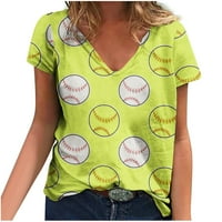 Darzheoy vrhovi za WOMEM TSHIrt Baseball Print T-majice Modne udobne ženske bluze vrhovi V izrez ljetna