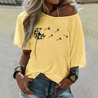 Gyouwnll T majice za žene Ženska Boho Lood Top Ljetna bluza Majica One Plus size cvjetno tiskano ramena