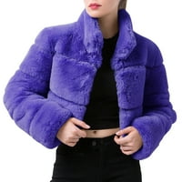 Kožna jakna Žene pod ženama Veličina srednje krznene rukave Topla jakna Fauxlong plus Outerwear Kratki