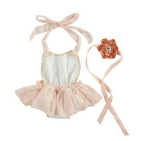 Jedno otvaranje bebe djevojke Ljeto odijelo Tutu suknja Halter čipka za rub + trake za glavu