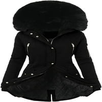 Ženski debeli kaput srednji duljina duga puffer prekrivana jakna modna modna zimska kapuljača s kapuljačom