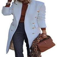 GLONME srednje dužine za žene topli zimski kardigan elegantna vunena jakna s dugim rukavima bijela XL