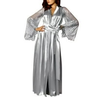 Mnycxen Women Satin Long NightRedress Silk čipka donje rublje Nightgown Sleepwear Sexy Robe