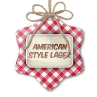 Božićni ukras Američki stil lager pivo, vintage stil crveni plaid neonblond