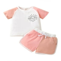 Thefound Toddler Baby Boy Girl Ljeto odijelo Kratki rukav majica na vrhu + kratke hlače za kratke zarona