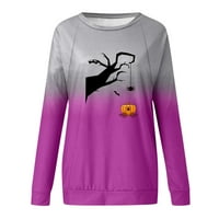 Juebong Ženske noći za Noć vještica Slatka print Dukserice dugih rukava Crewneck Thirt Plus size Comfy