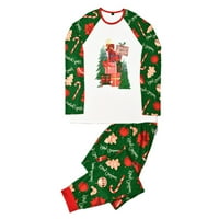 Porodično podudaranje pidžama set božićni muški zapisani bluza dugih rukava + hlače xmas Porodica podudaranja