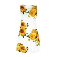Dyfzdhu za žene Trendy cvjetni tiskani na plaži bez rukava Boho ljetne haljine modna mini haljina za