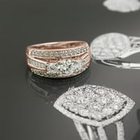 Halo nakit Tri kamenog prstena, 1. karat 10k ružičasto zlato prirodni dijamantski ženski angažman vjenčani prsten nakit za žene