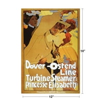 Laminirani Dover Ostend Line Turbine Steamer Princess Elisabeth Vintage ilustracija Art Deco Vintage
