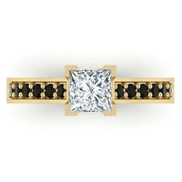 Princess Cut Crni dijamantni prstenovi poklon prsten bove autentičnosti 1. CT TW 14K zlato