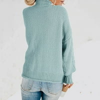 Apepal Womens Dukseteri Cardigan džemperi za žene Ženski Chunky Turtleneck Plint džemper Zima Jesen Dugi rukav džemper Žene Slanje džempera plavi s