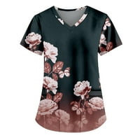 Bluze s kratkim rukavima Slobodne grafike Otisci modni vrhovi V-izrez za žene vino s