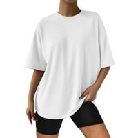 PXIAKGY T majice za žene Ženske prevelike majice Lose FIT Crewneck kratki rukav na vrhu Ljetna casual bluza Osnovni tee bijeli + m