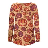 Strungten ženske modne ležerne tipke dugih rukava Halloween Print Okrugli vrat Pulover Top bluza
