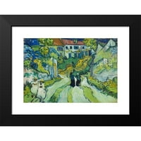 Vincent Van Gogh crni moderni uokvireni muzej umjetnički print pod nazivom - stepenište na Auvers