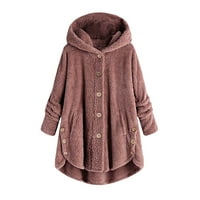 SHPWFBE Fall odjeća za žene Ženska odjeća plus kardigan veličine vuneni kaput jaknu kapuljač sa kapuljačom